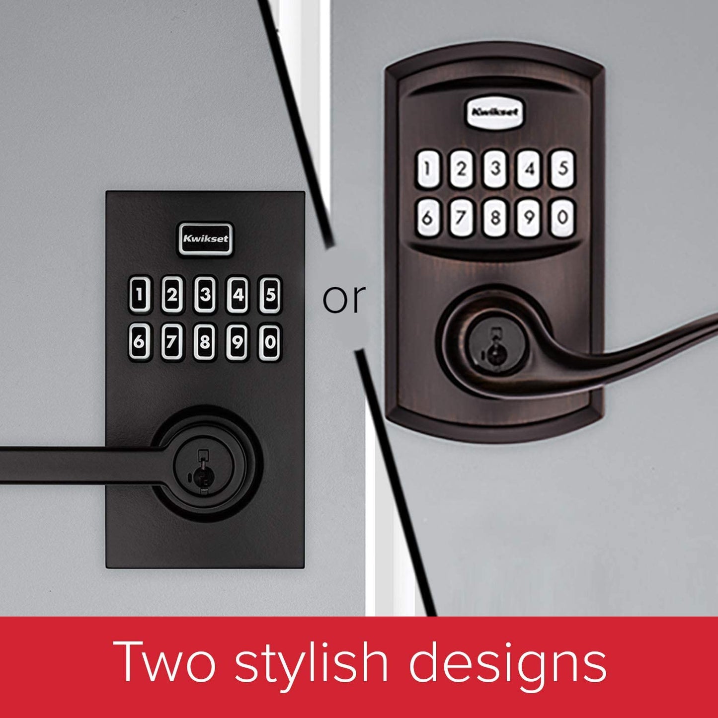 SmartCode 917 Keypad Keyless Entry Electronic Lever Deadbolt with Tustin Door Handle and SmartKey Security in Venetian Bronze