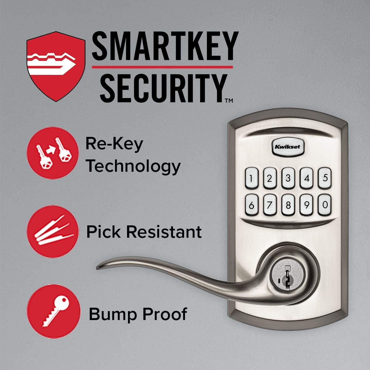 SmartCode 917 Keypad Keyless Entry Electronic Lever Deadbolt with Tustin Door Handle and SmartKey Security in Venetian Bronze