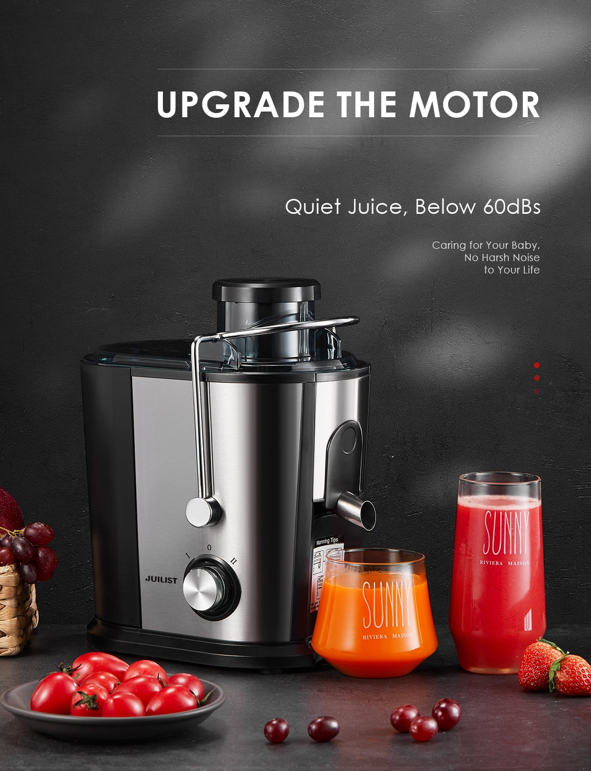 Juicer Machines Easy to Clean, Juicers Whole Fruit and Vegetable, 3 " Feed Chute, Anti-Slip Feet, Anti-Drip Function, 400W