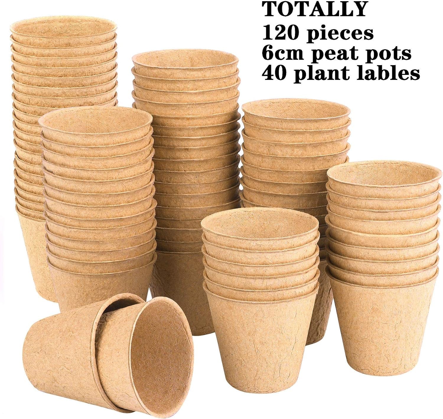 120 Pieces Peat Pots Seed Starter Eco-Friendly Enhance Aeration with Plant Tags for Home Plant Starters