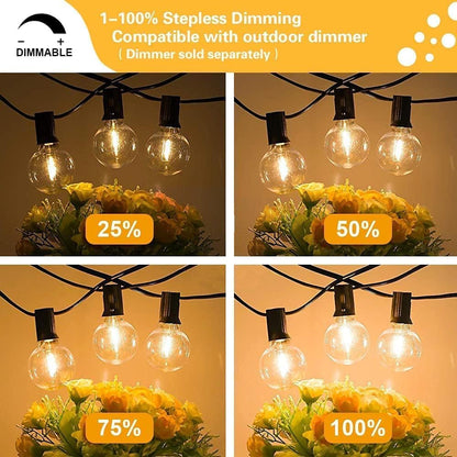 29FT Globe Outdoor String Lights, Shatterproof Patio Lights with 15 Dimmable Plastic Bulbs, Waterproof Hanging Lights String for Porch Backyard Cafe, E12 Socket Base